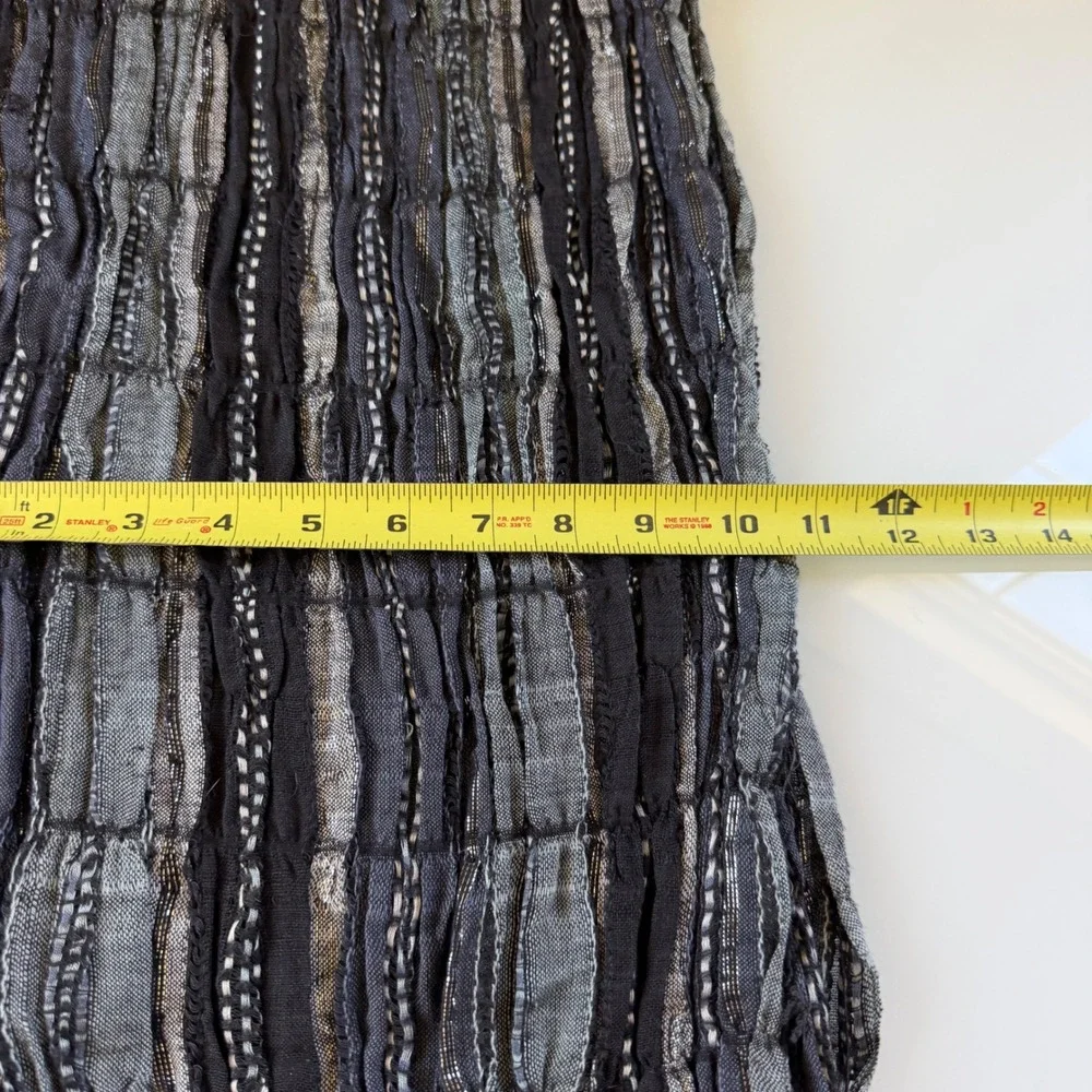 Black Metallic Sparkly Striped Fringe Scarf Whimsygoth Grunge Vintage